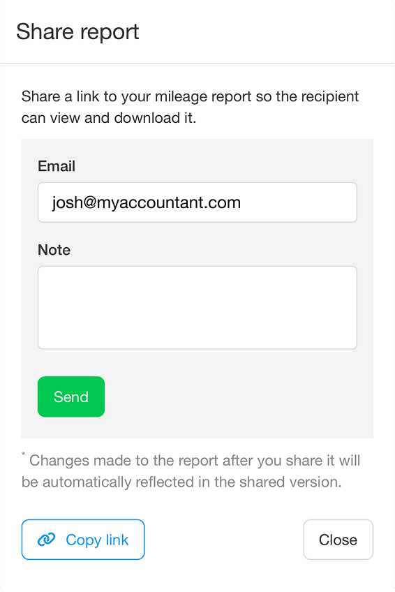 Share report by email