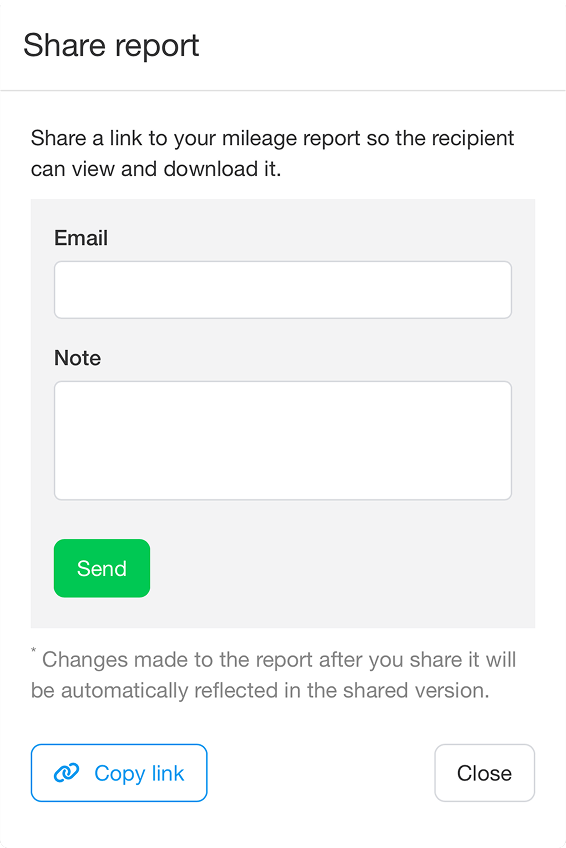 Share report options