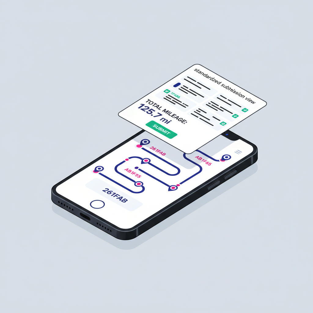 Employee mileage tracking workflow with standardized submissions