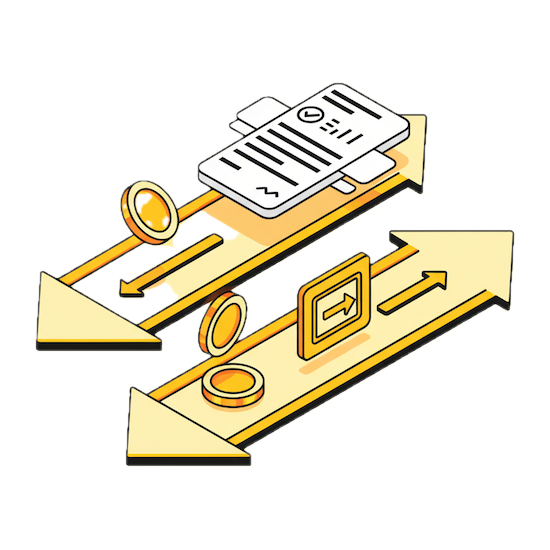 Money transfer illustration representing reimbursement workflows